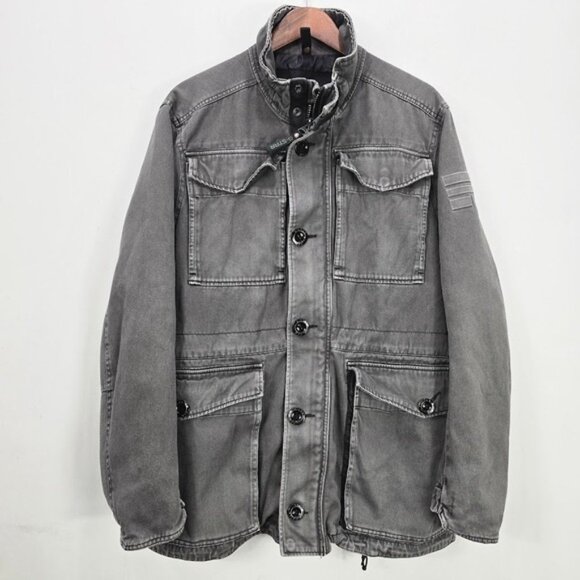 G Star Raw Field Falco Jacket XL Gray Military Utility Cargo Cotton Distressed - Picture 1 of 16